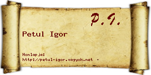 Petul Igor névjegykártya